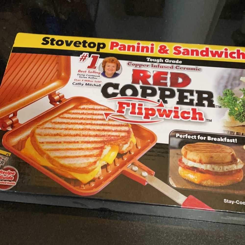 Red copper sandwich and panini maker